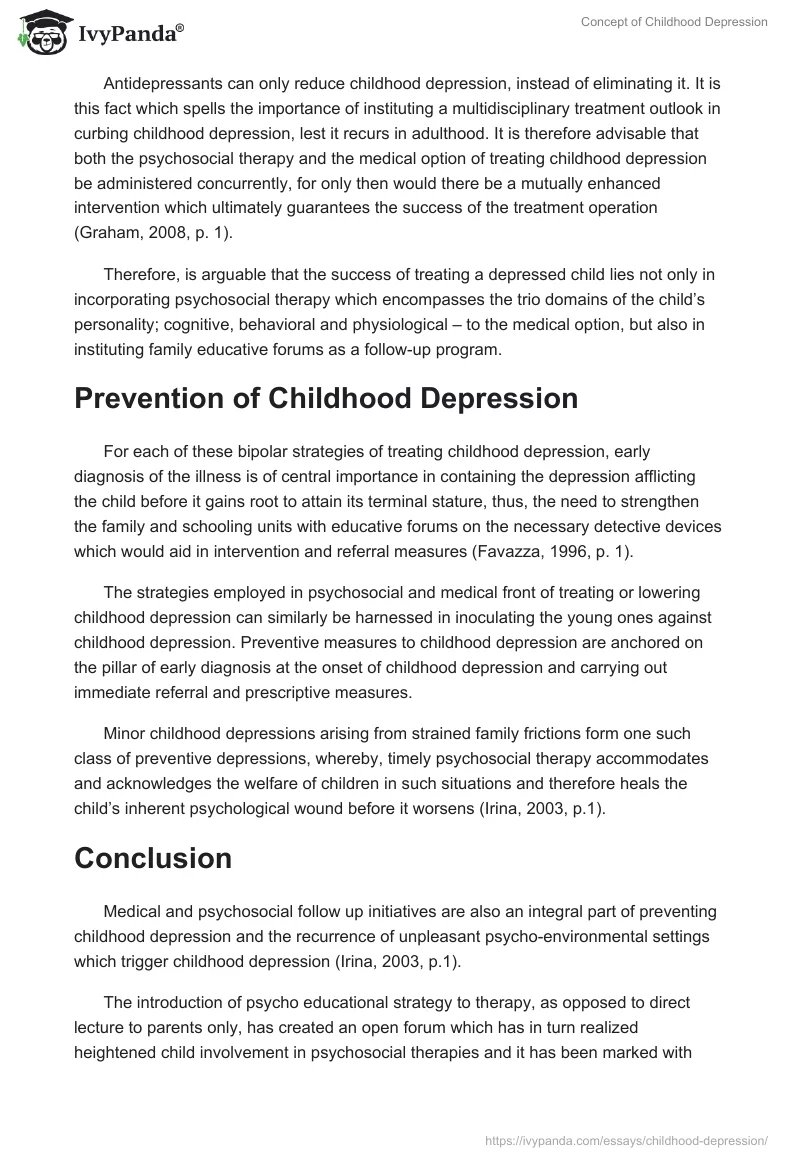 Concept of Childhood Depression. Page 5