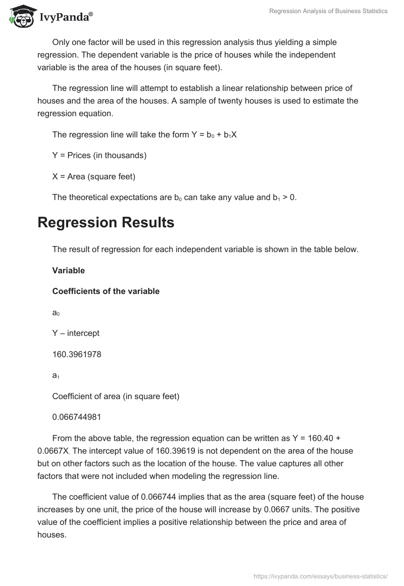 Regression Analysis of Business Statistics. Page 3