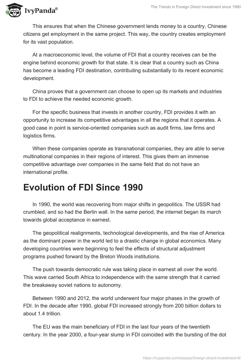 The Trends in Foreign Direct Investment since 1990. Page 3
