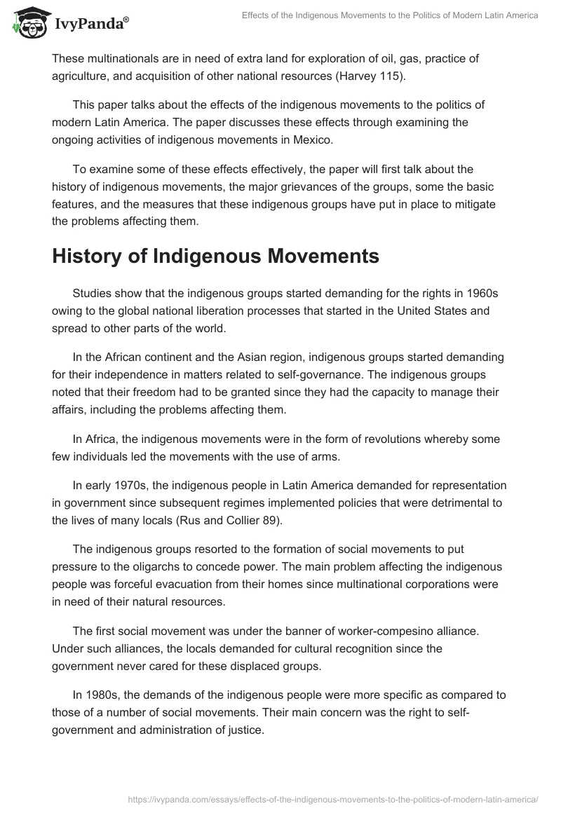 Effects of the Indigenous Movements to the Politics of Modern Latin America. Page 2