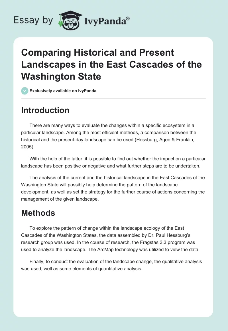 Comparing Historical and Present Landscapes in the East Cascades of the Washington State. Page 1