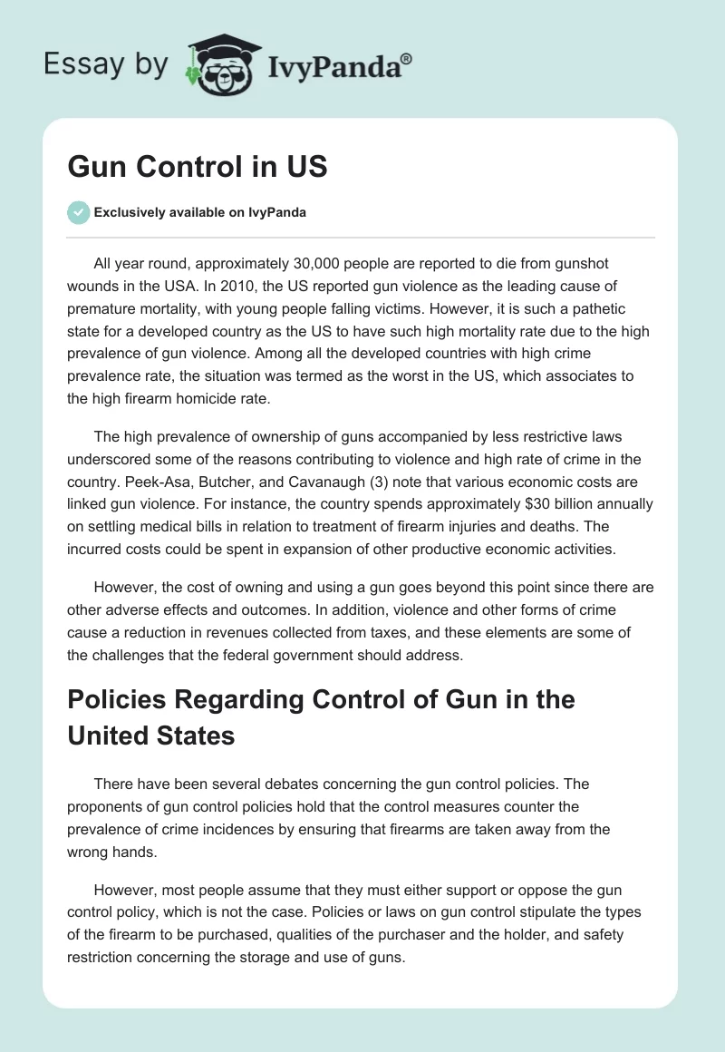 Gun Control in US. Page 1