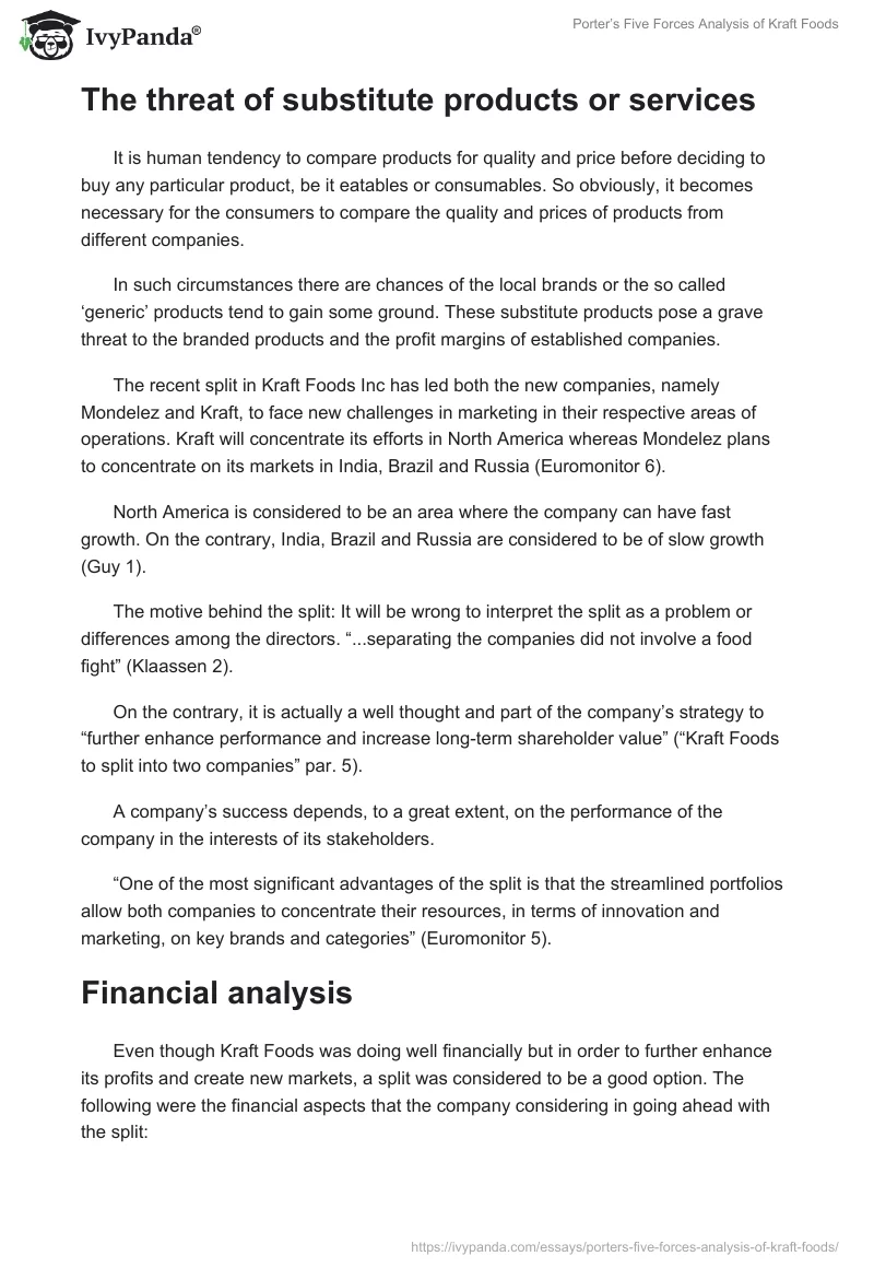 Porter’s Five Forces Analysis of Kraft Foods. Page 3