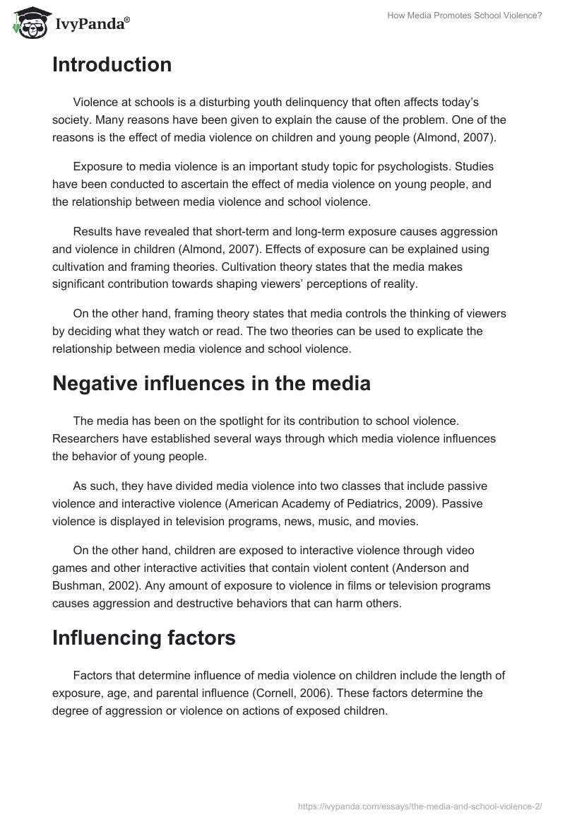 How Media Promotes School Violence?. Page 2