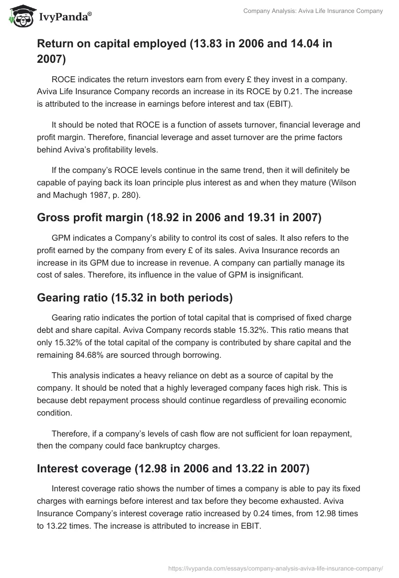 Company Analysis: Aviva Life Insurance Company. Page 5
