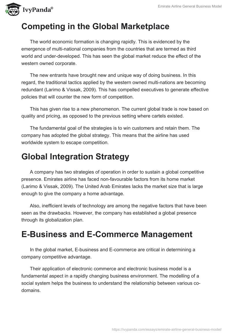 Emirate Airline General Business Model. Page 5
