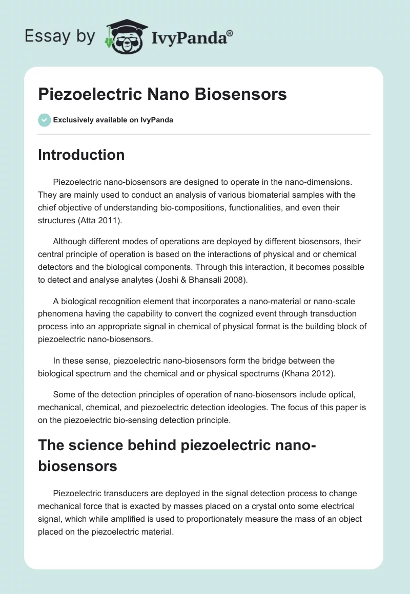 Piezoelectric Nano Biosensors. Page 1