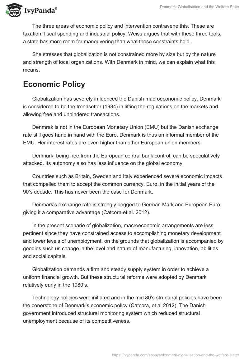 Denmark: Globalisation and the Welfare State. Page 4