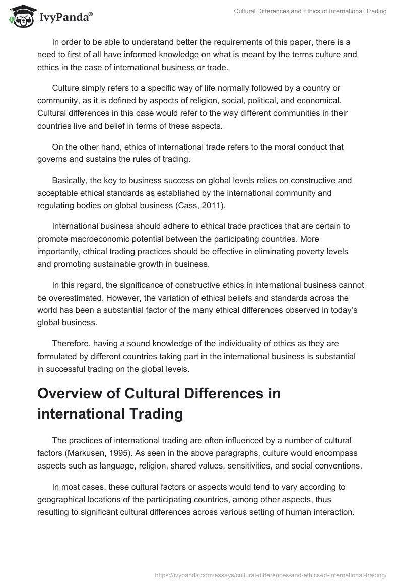 Cultural Differences and Ethics of International Trading. Page 2