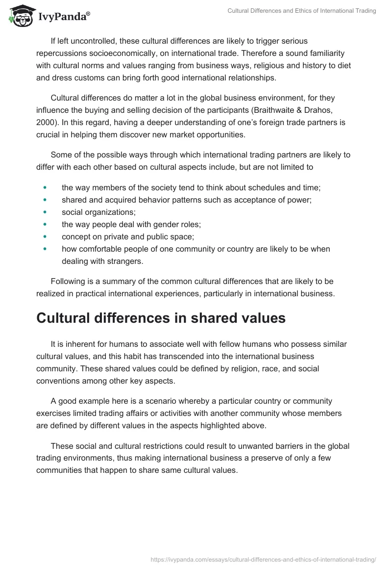 Cultural Differences and Ethics of International Trading. Page 3