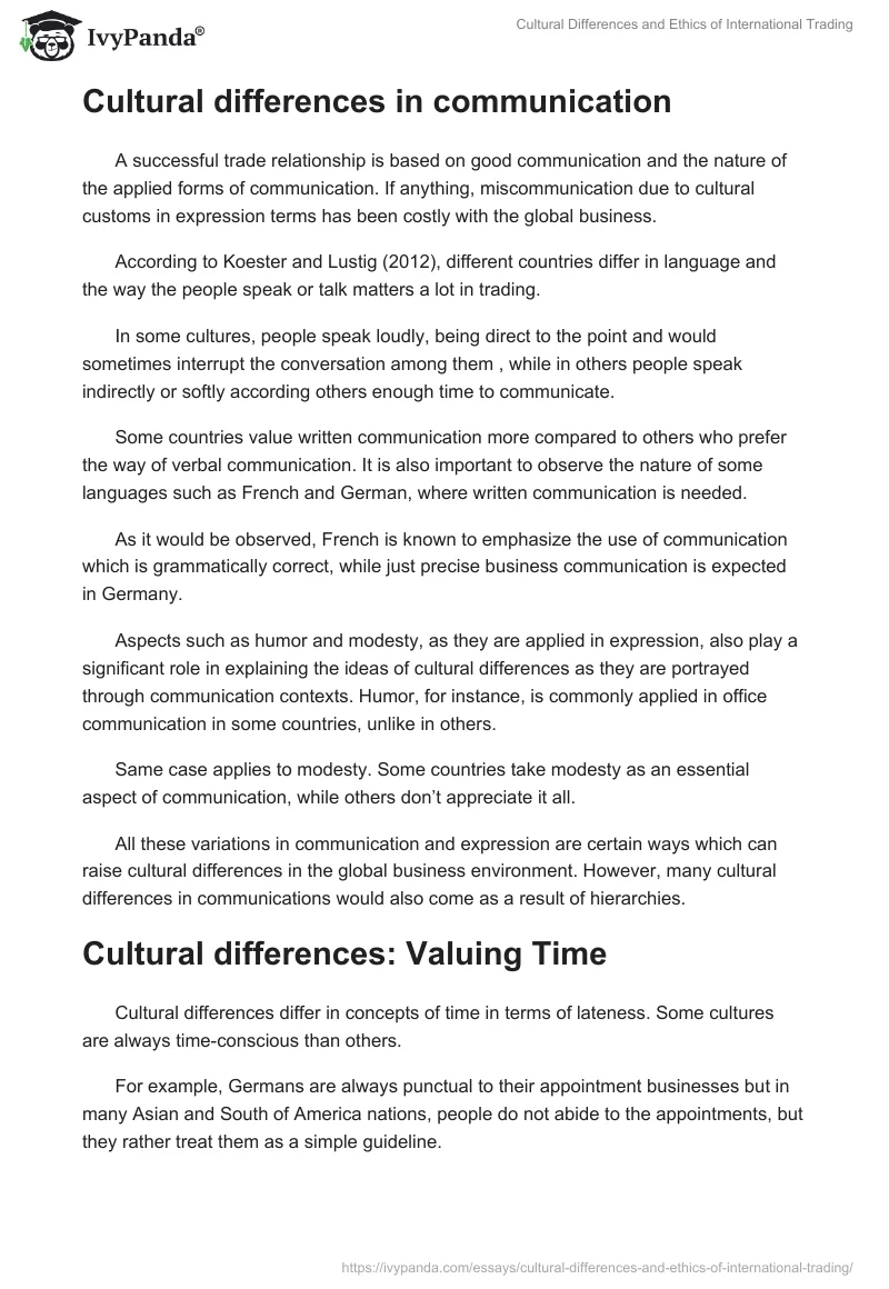 Cultural Differences and Ethics of International Trading. Page 4