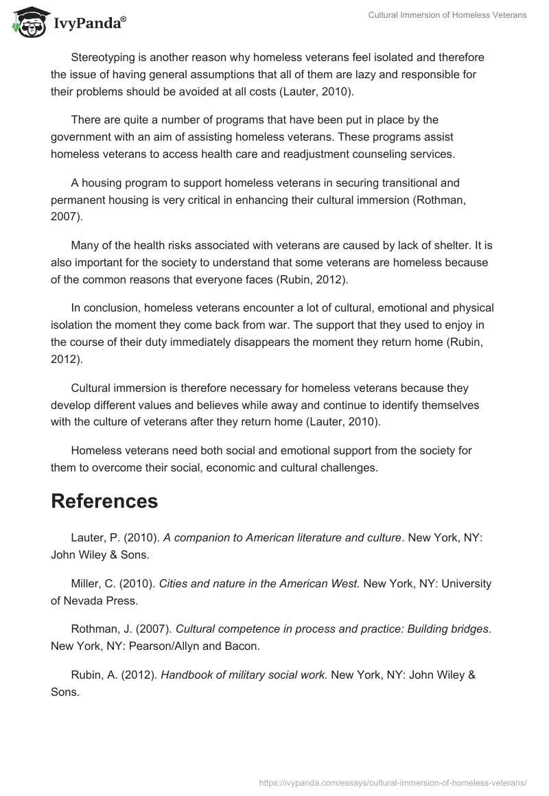 Cultural Immersion of Homeless Veterans. Page 3