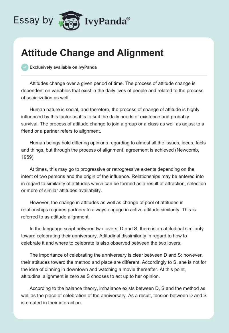 Attitude Change and Alignment. Page 1