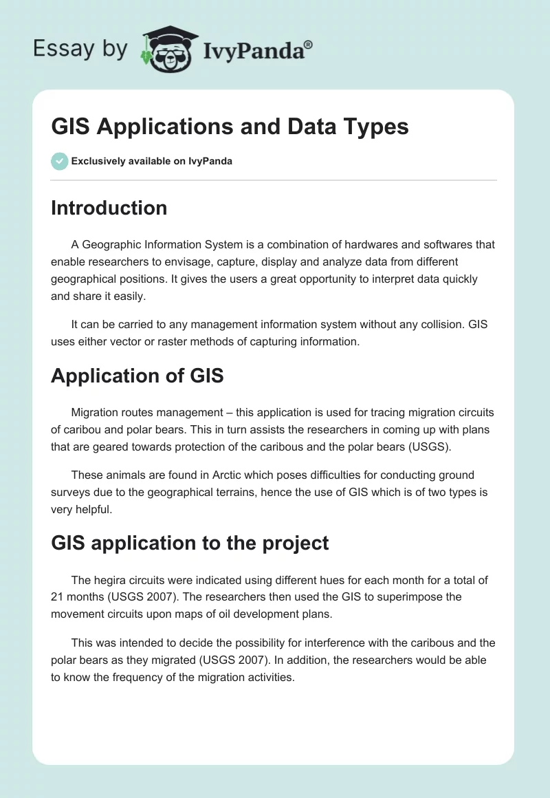 GIS Applications and Data Types. Page 1