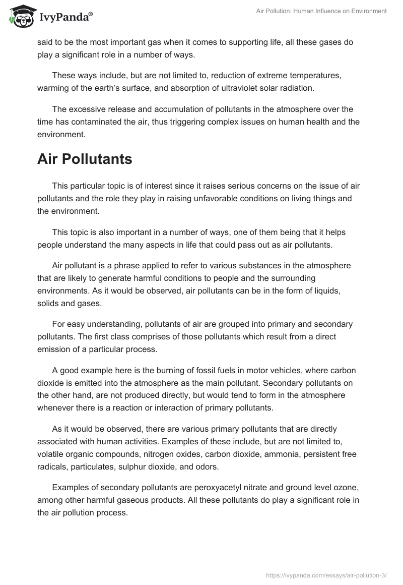 Air Pollution: Human Influence on Environment. Page 2