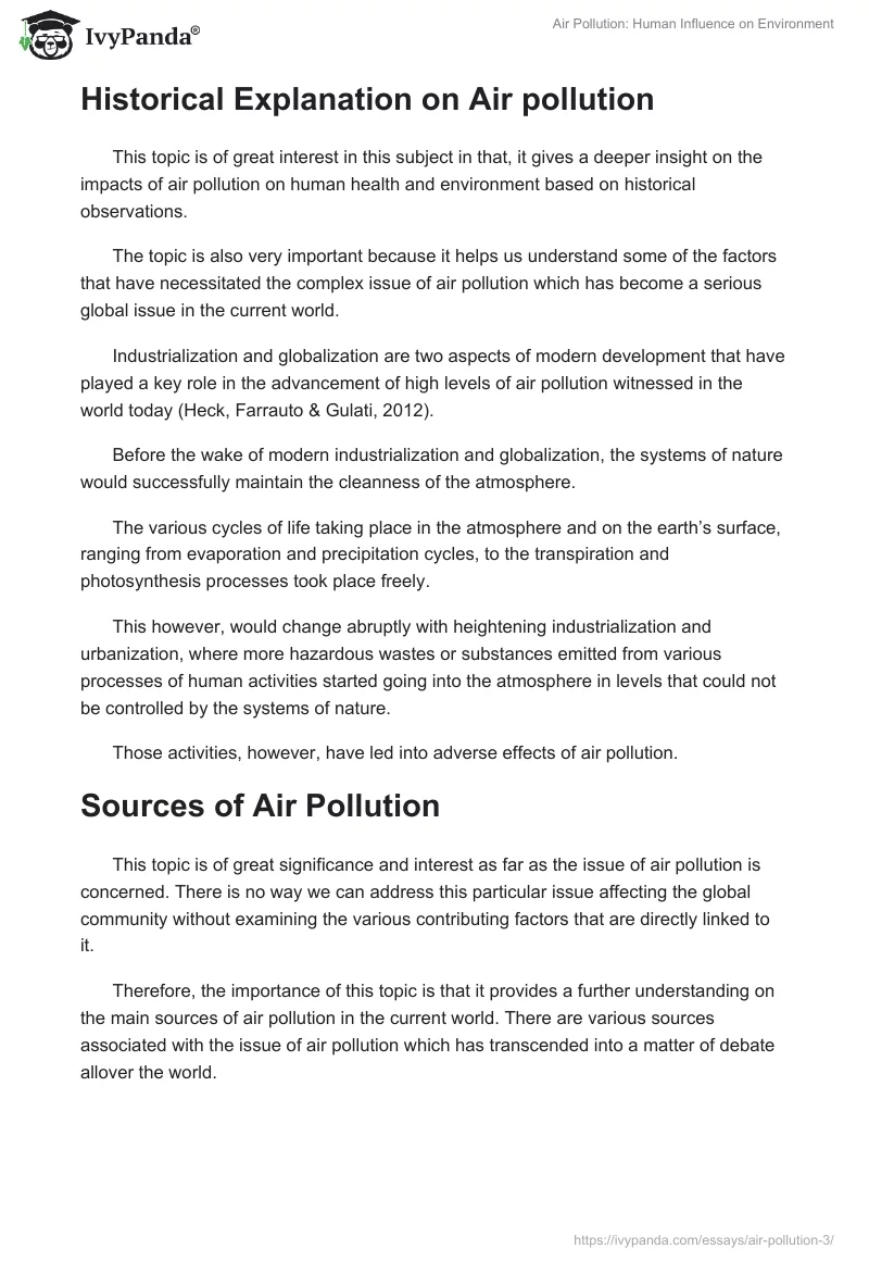 Air Pollution: Human Influence on Environment. Page 3