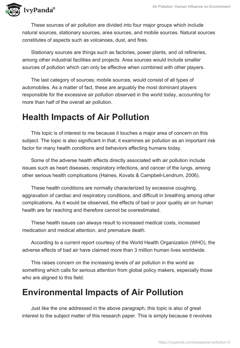 Air Pollution: Human Influence on Environment. Page 4