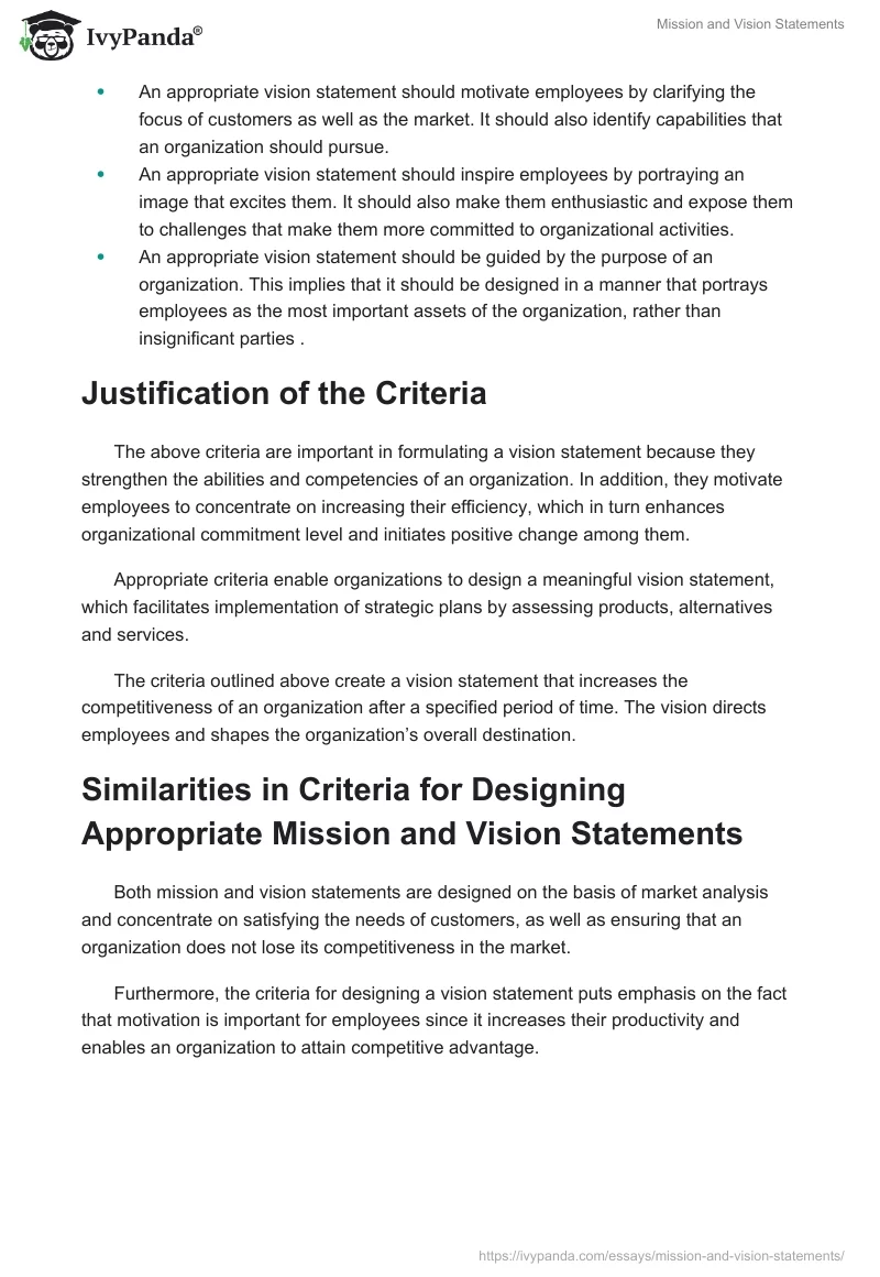 Mission and Vision Statements. Page 3