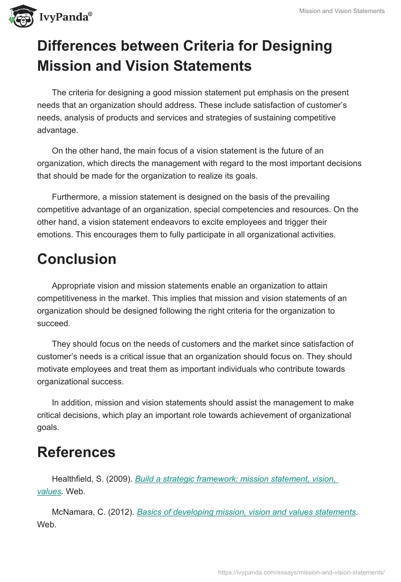 Mission and Vision Statements. Page 4