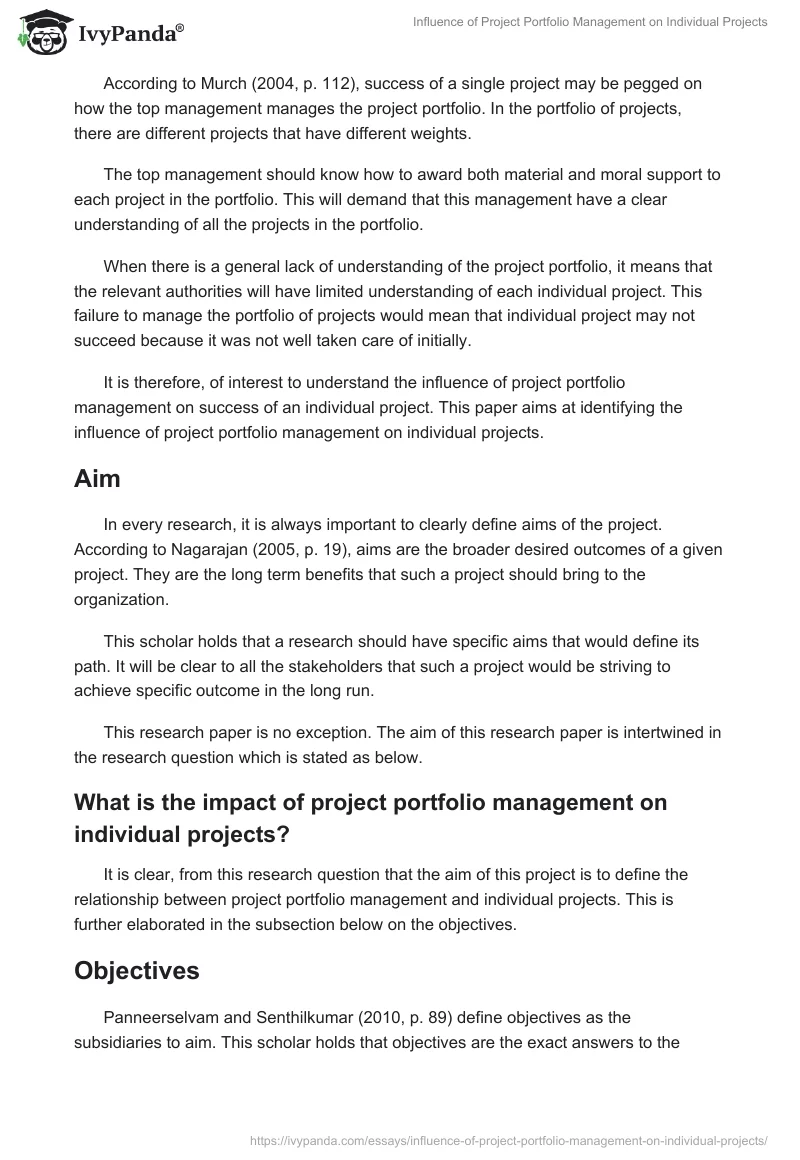 Influence of Project Portfolio Management on Individual Projects. Page 2