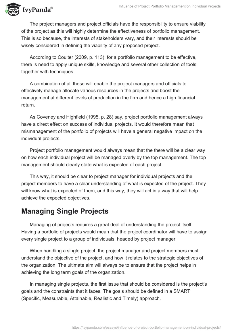 Influence of Project Portfolio Management on Individual Projects. Page 4