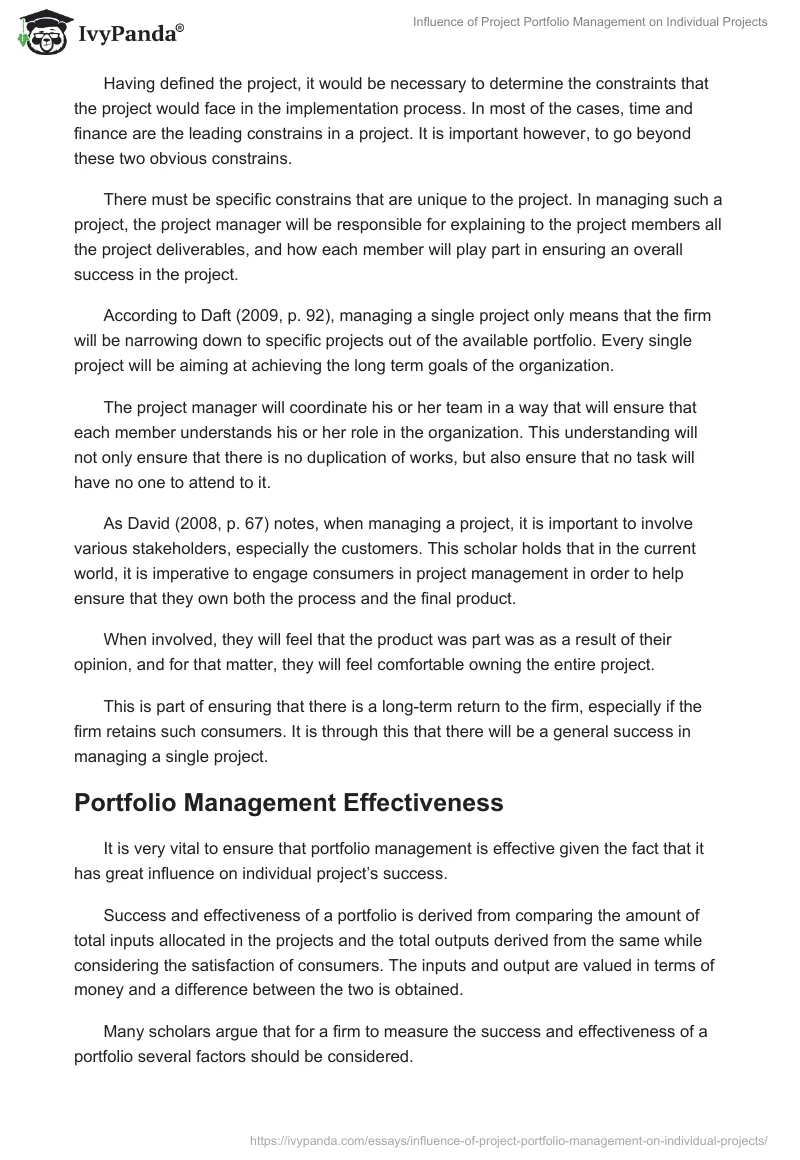 Influence of Project Portfolio Management on Individual Projects. Page 5