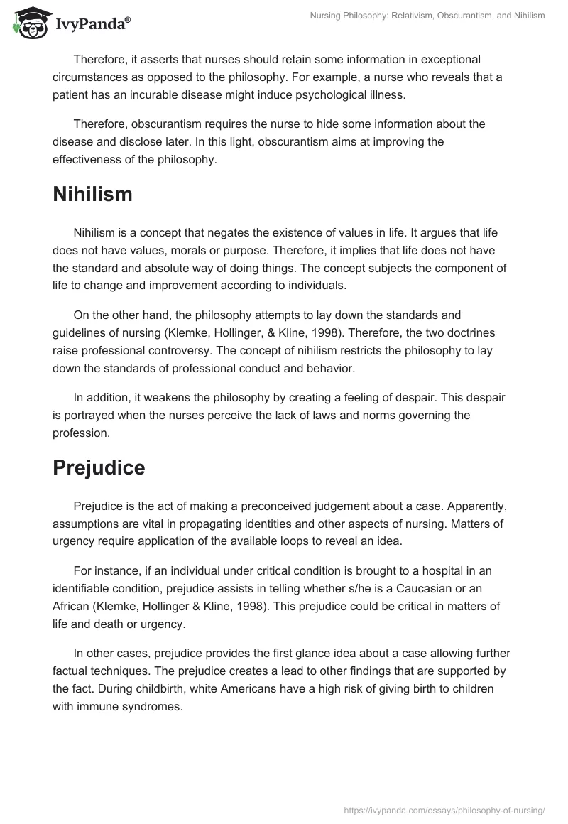 Nursing Philosophy: Relativism, Obscurantism, and Nihilism. Page 2