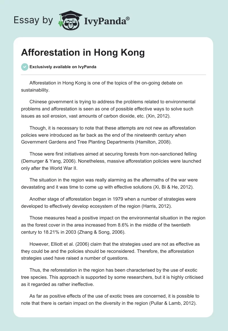 Afforestation in Hong Kong. Page 1