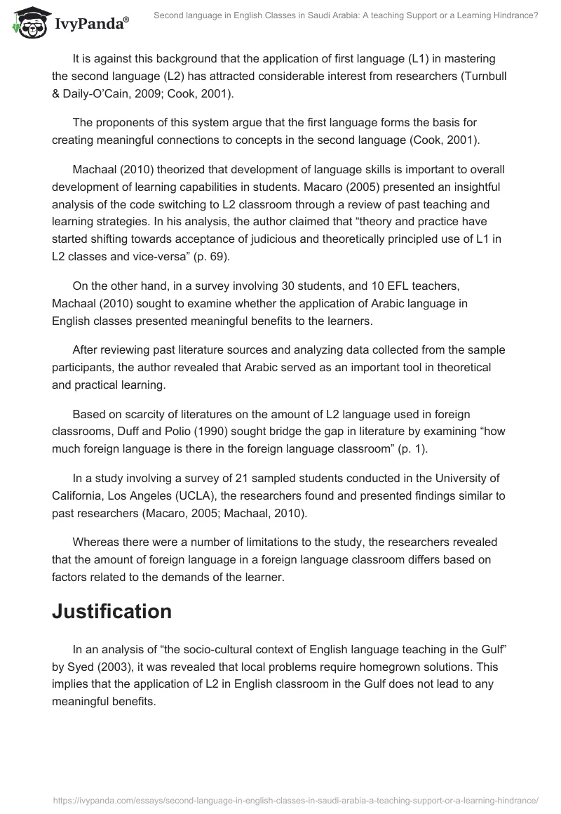 Second language in English Classes in Saudi Arabia: A teaching Support or a Learning Hindrance?. Page 2