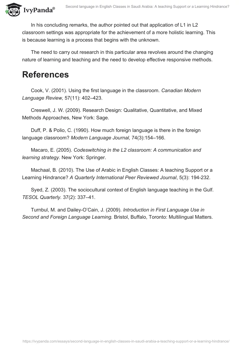Second language in English Classes in Saudi Arabia: A teaching Support or a Learning Hindrance?. Page 3
