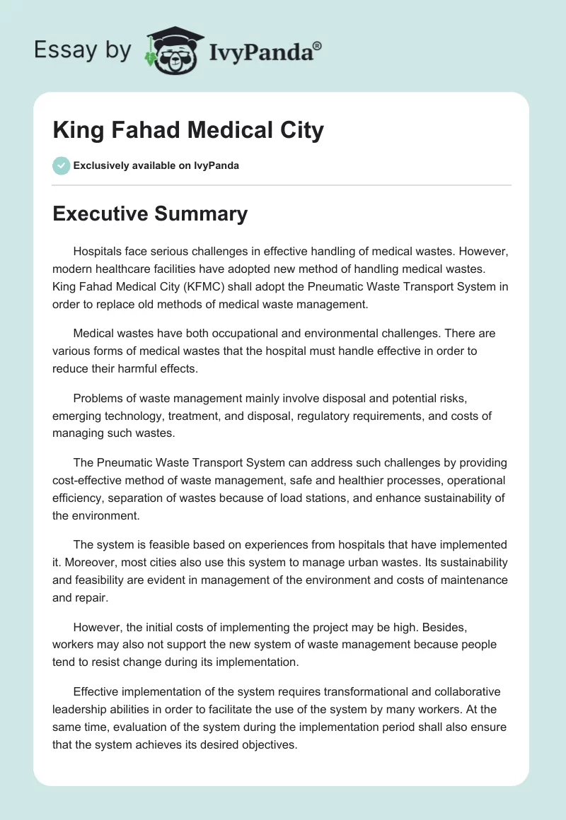 King Fahad Medical City. Page 1