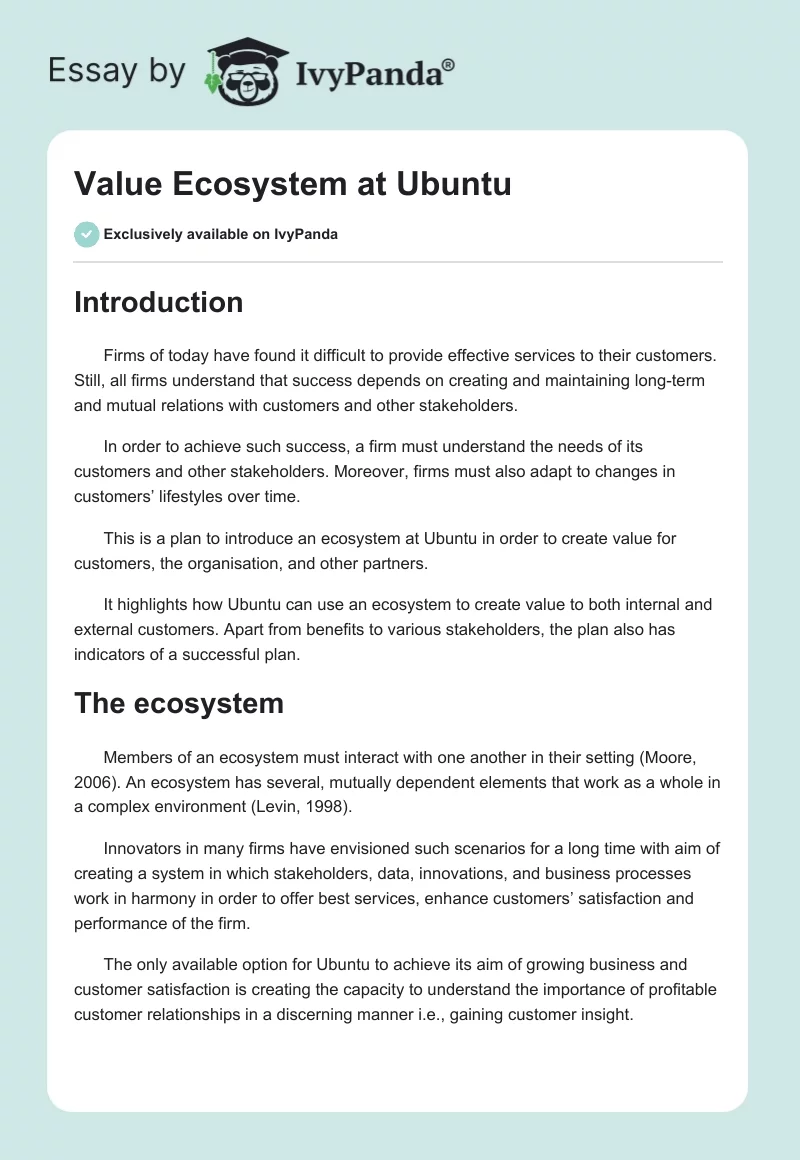 Value Ecosystem at Ubuntu. Page 1