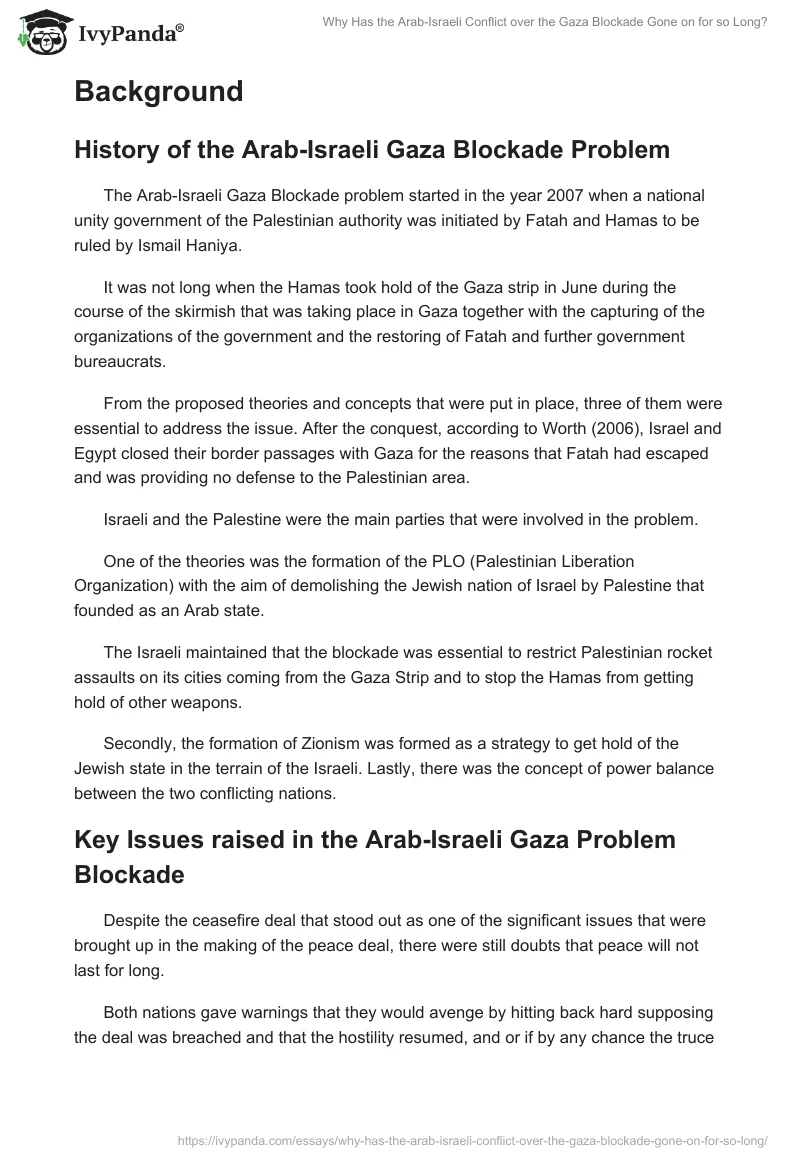 Why Has the Arab-Israeli Conflict Over the Gaza Blockade Gone on for So Long?. Page 2
