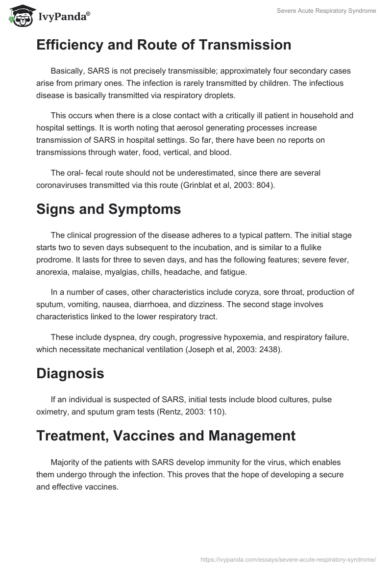 Severe Acute Respiratory Syndrome. Page 2