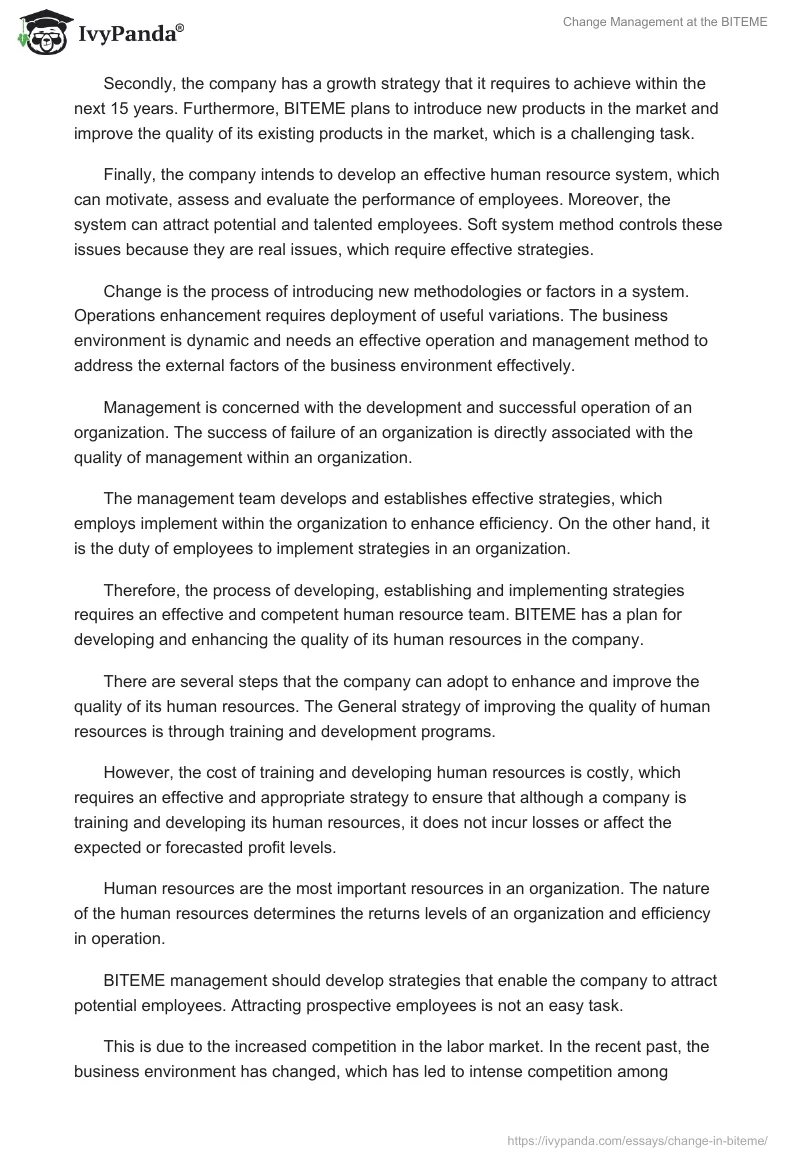 Change Management at the BITEME. Page 2