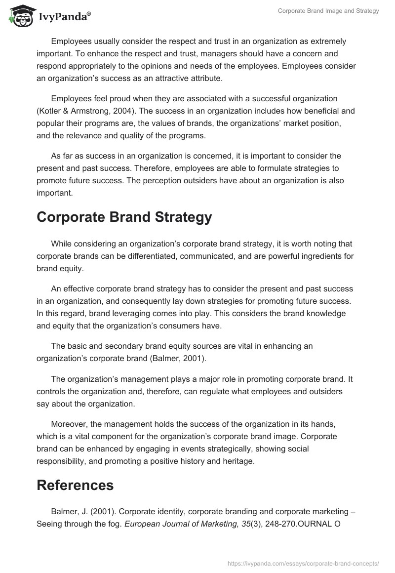 Corporate Brand Image and Strategy. Page 2
