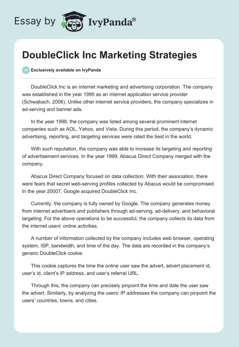 DoubleClick Inc Marketing Strategies. Page 1