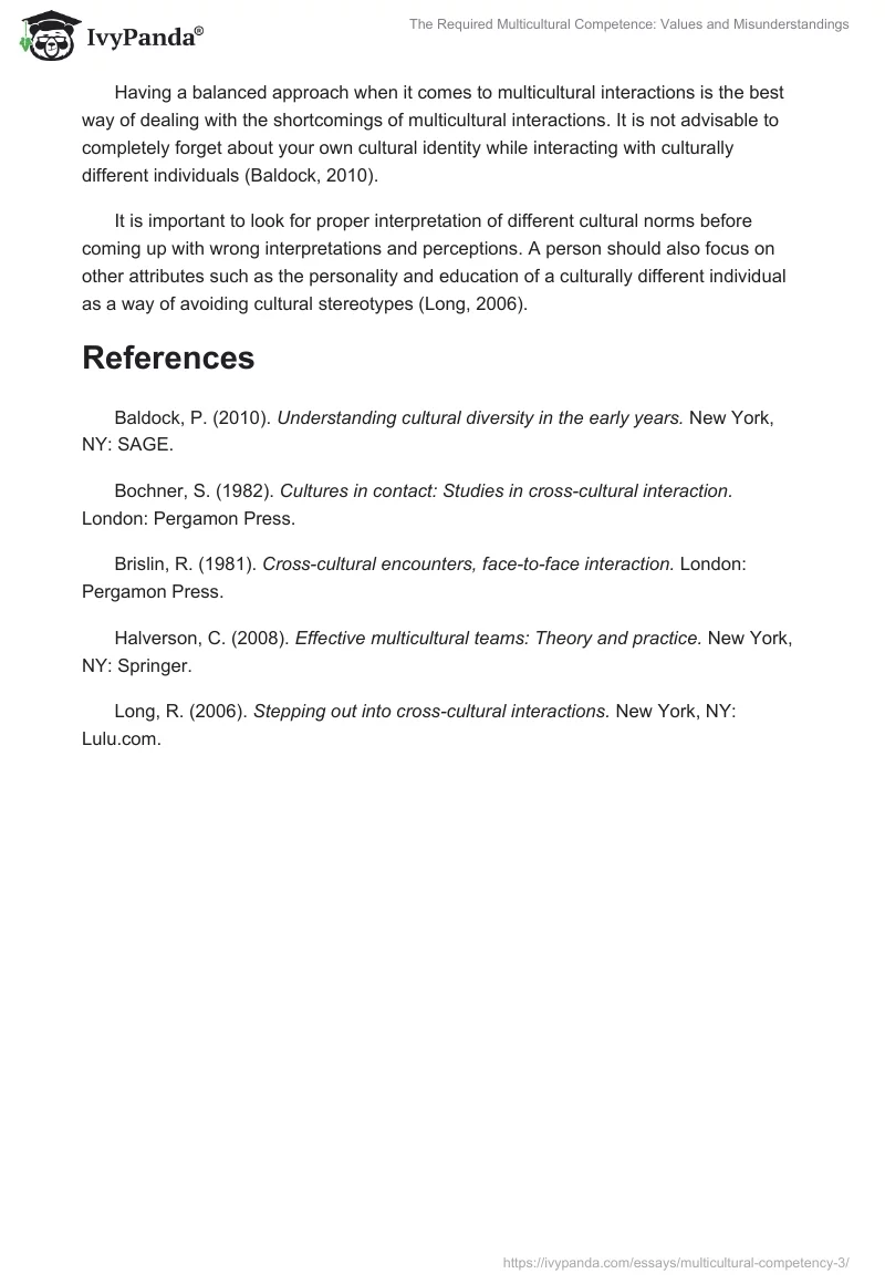 The Required Multicultural Competence: Values and Misunderstandings . Page 4