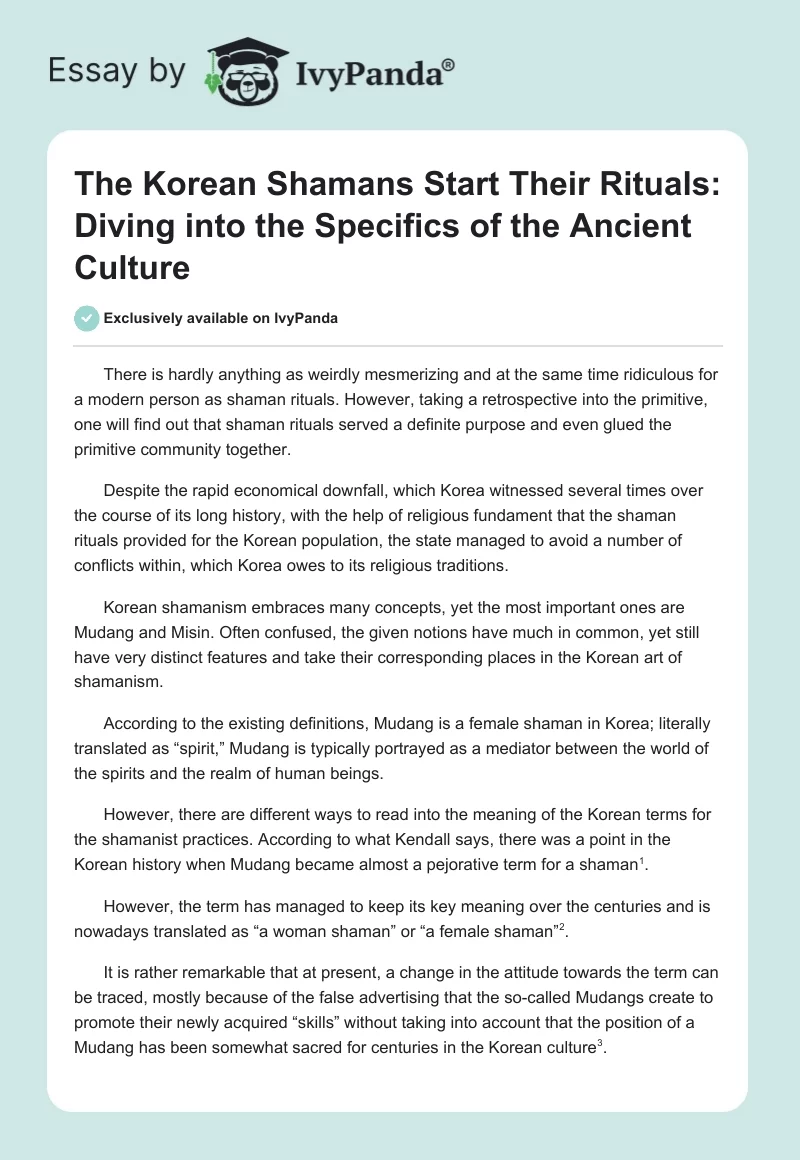 The Korean Shamans Start Their Rituals: Diving into the Specifics of the Ancient Culture. Page 1