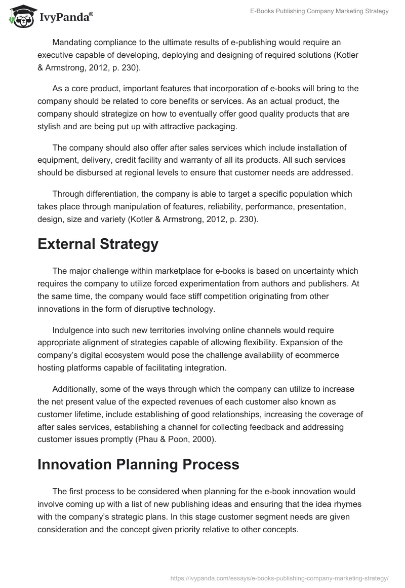 E-Books Publishing Company Marketing Strategy. Page 4