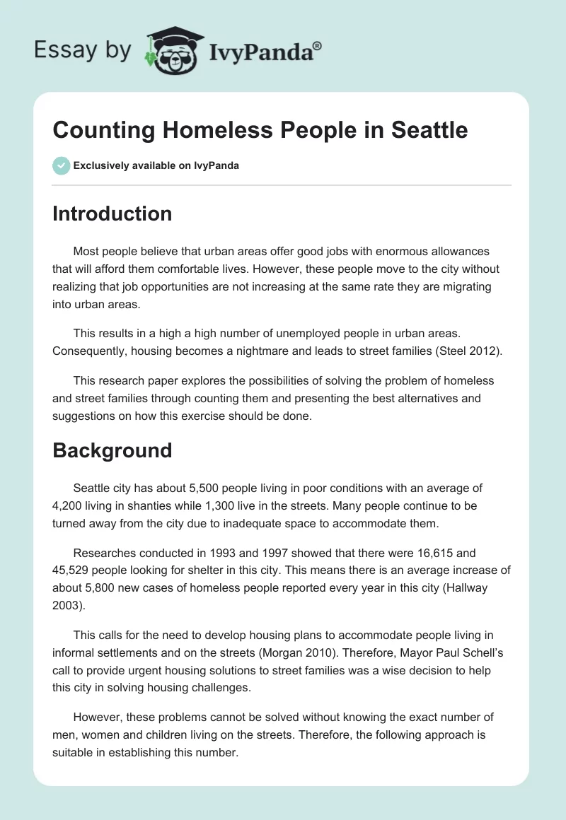 Counting Homeless People in Seattle. Page 1