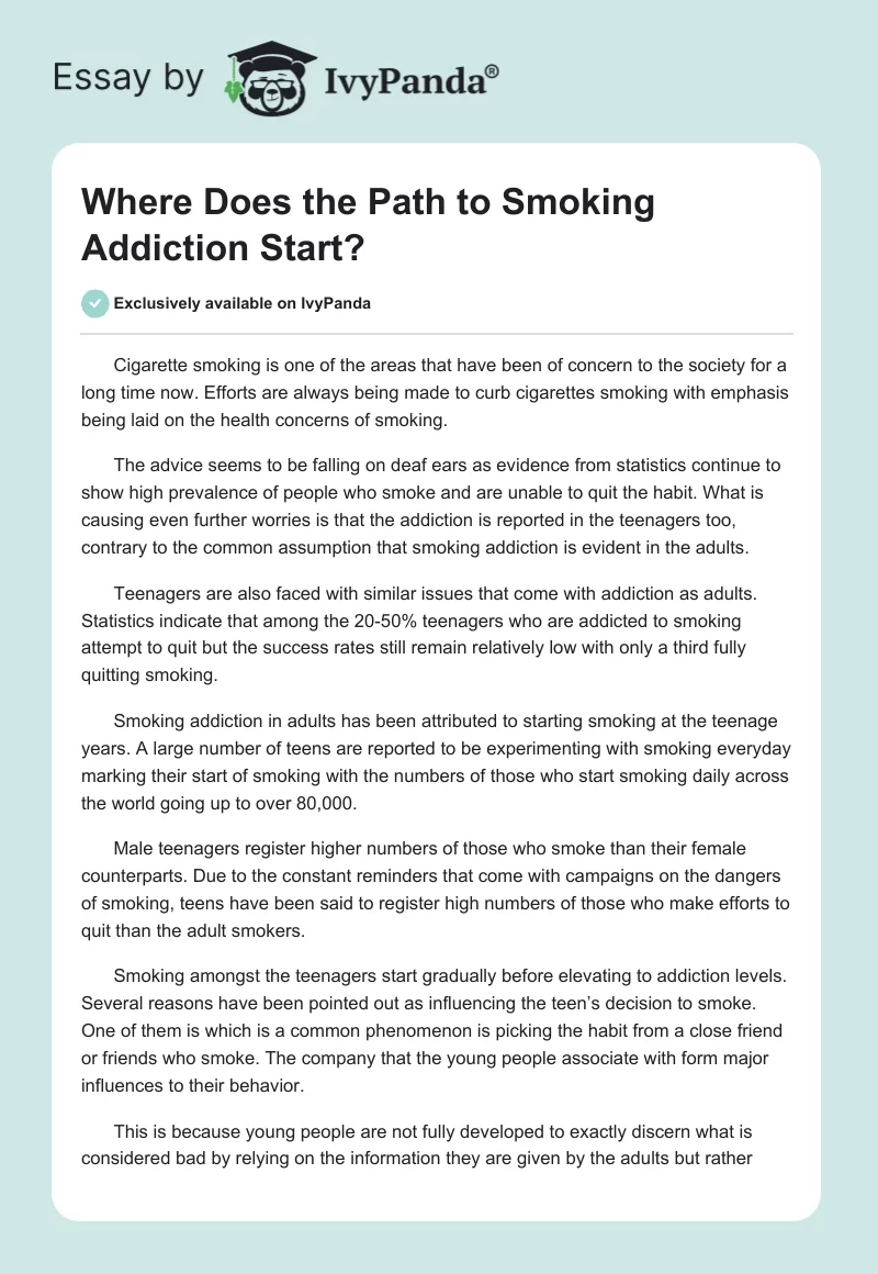Where Does the Path to Smoking Addiction Start?. Page 1