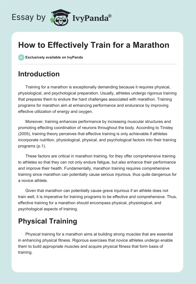 How to Effectively Train for a Marathon. Page 1