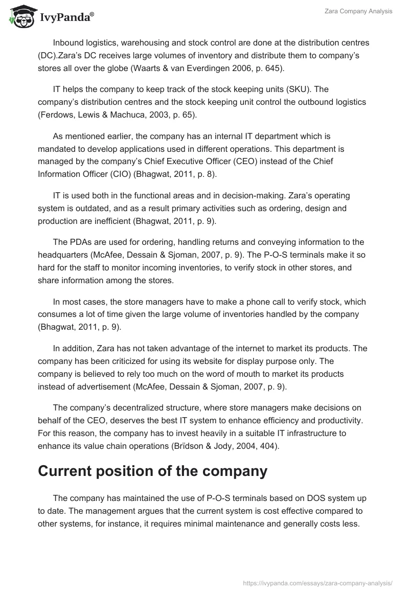Zara Company Analysis. Page 4