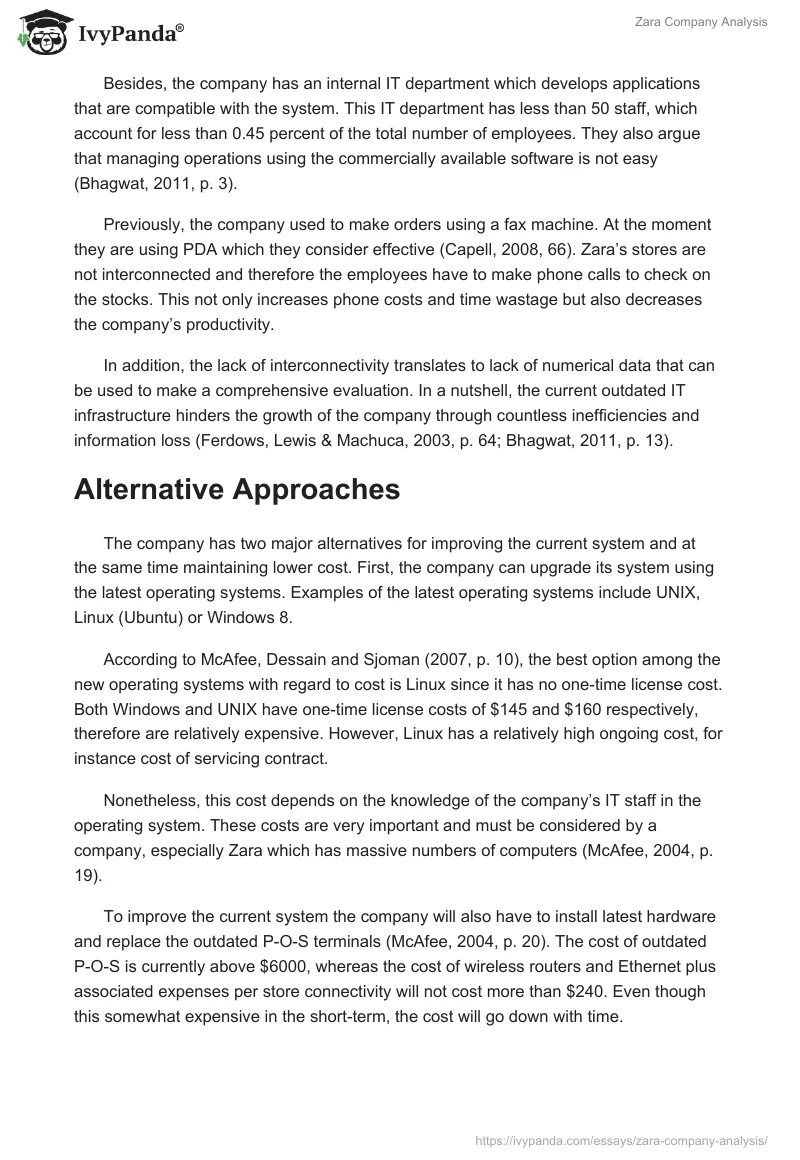 Zara Company Analysis. Page 5