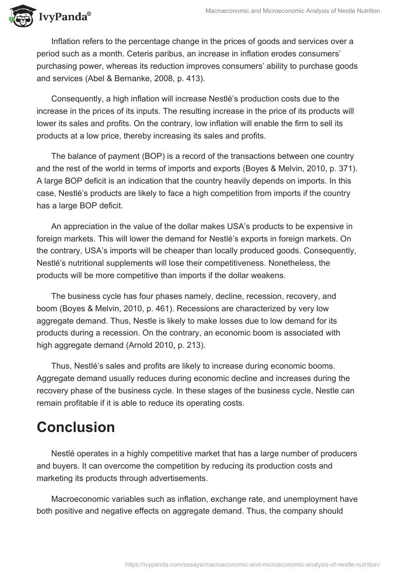 Macroeconomic and Microeconomic Analysis of Nestle Nutrition. Page 4