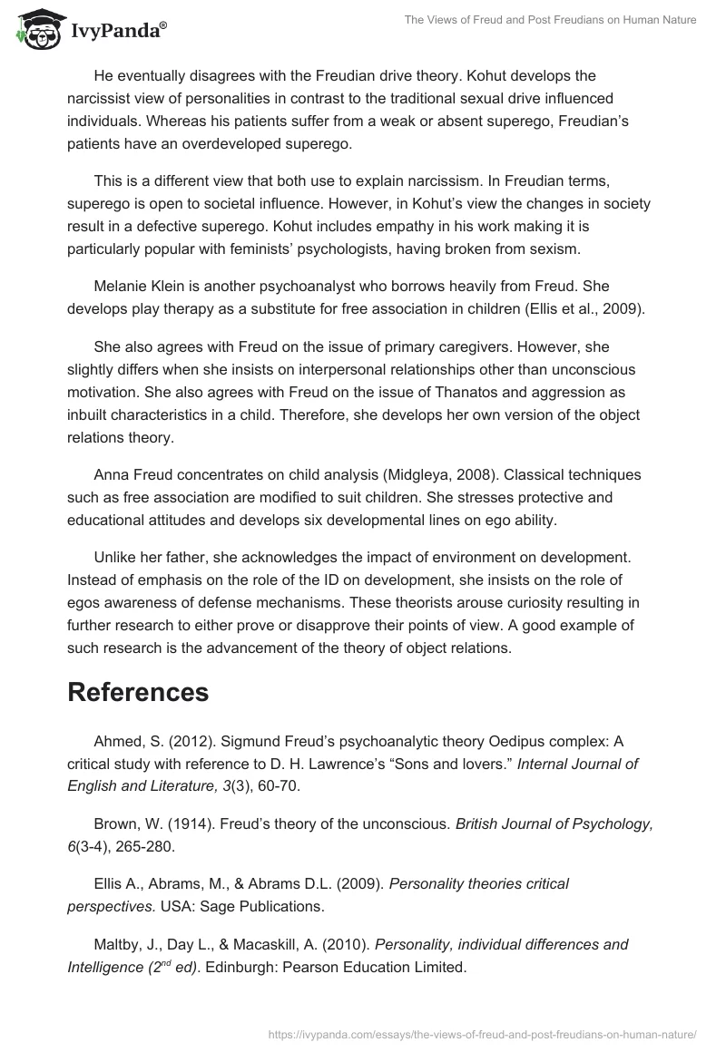The Views of Freud and Post Freudians on Human Nature. Page 4