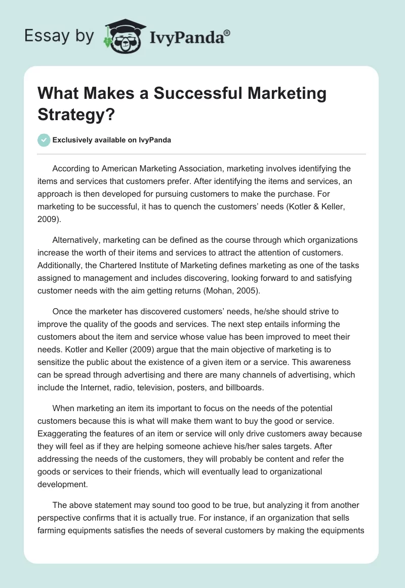 What Makes a Successful Marketing Strategy?. Page 1