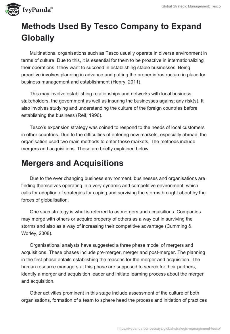 Global Strategic Management: Tesco. Page 5