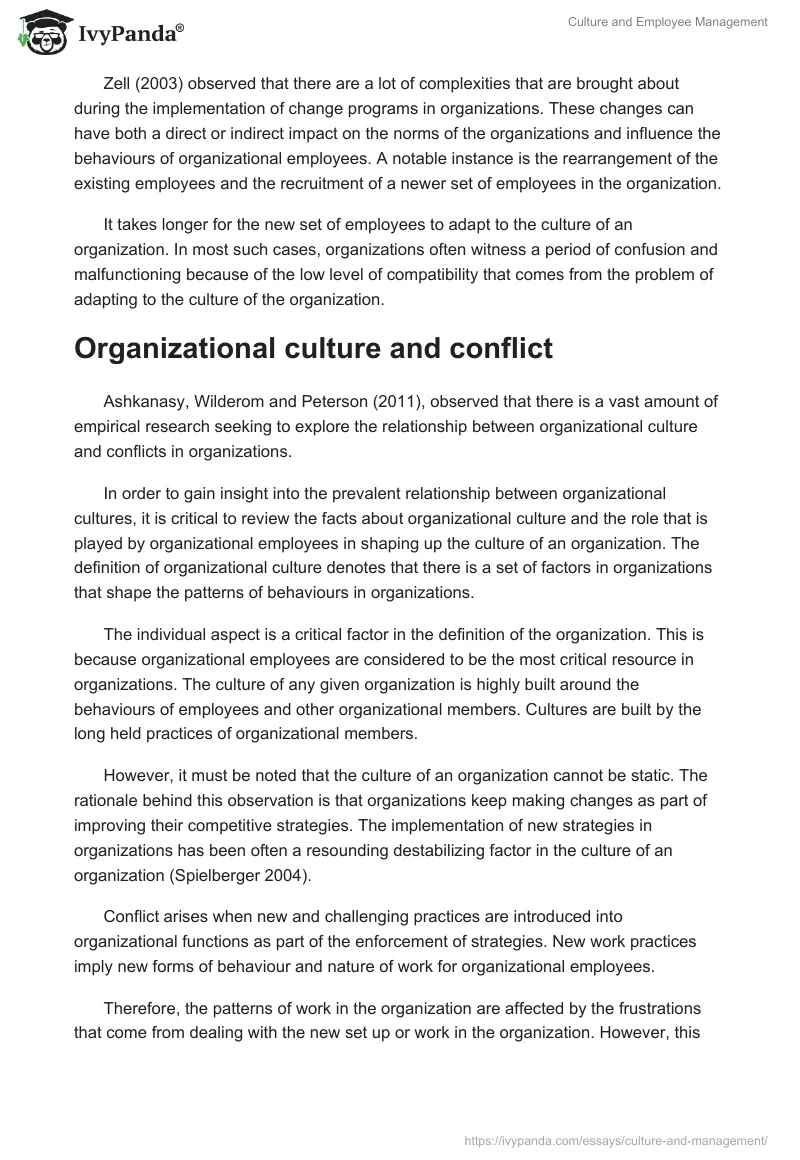 Culture and Employee Management. Page 3